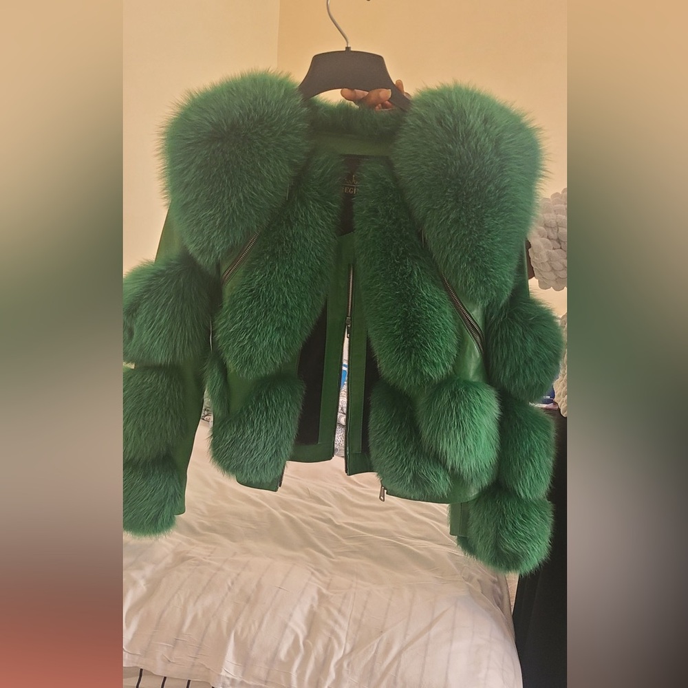 Designers Originals Emerald Leather Jacket with Fox Fur